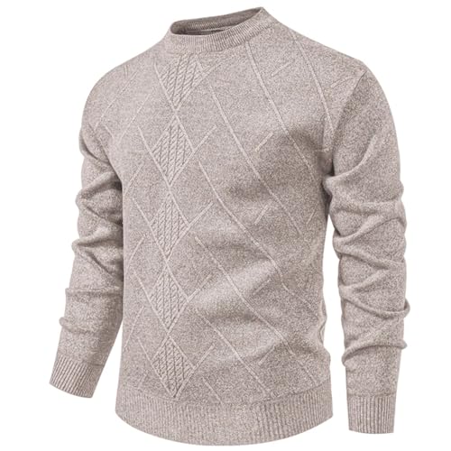 Men's Winter Thick Knit Pullover Sweater Solid Color Geometric Slim Fit Knitted Sweater Warm Winter Knitwear4