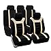 FH Group Universal Fit Full Set Sports Fabric Car Seat Cover with Airbag & Split Ready, (Beige/Black) (FH-FB070115, Fit Most Car, Truck, SUV, or Van)