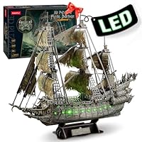 CubicFun LED Pirates of the Caribbean Flying Dutchman Model Kits for Adults to Build 3D Jigsaw Puzzles Ship Model Building Gifts for Adults Kids Girls Boys - 360 Pieces