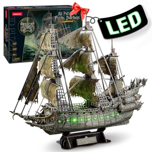 CubicFun Puzzle 3D LED Holand&eacute;s Errante Maquetas Barco Pirata Maquetas para Construir Regalos...