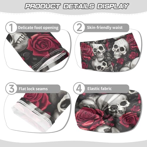 Girls' Leggings Skulls Rose Floral Ankle Length Printed Leggings Comfort Pants for Kids 4-10 Years4