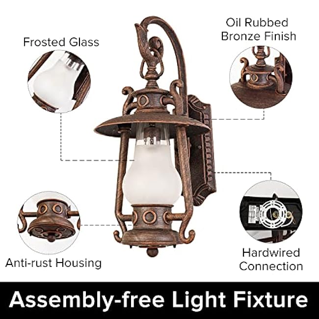 GZBtech Vintage Rustic Lantern Large Wall Sconce Oil Rubbed Bronze