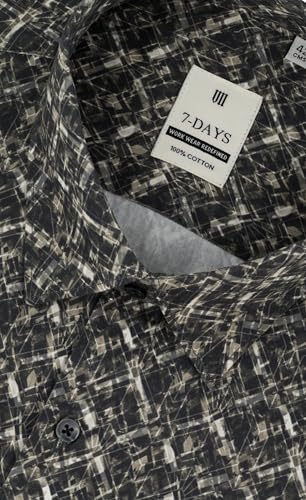 Image of 7-DAYS Men's Premium Formal Printed Shirt - 100% Cotton, Regular Fit, Full Sleeves, with Pocket - Stylish for Special Occasions.