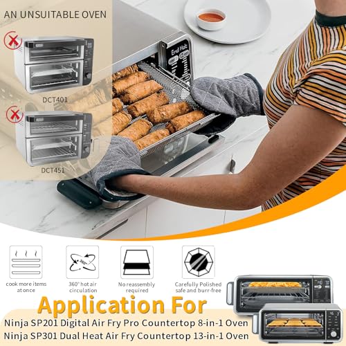 Image of Air Fryer Accessories for Ninja Foodi 13 in 1 SP351 SP301 SP201 Air Fry Countertop Toaster Oven, 13.5''x12.3'' Air Fryer Replacement Parts Basket Wire Rack Roasting Steamer Grill Racks Tray