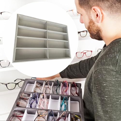 Plateau de rangement lunettes velours avec compartiments de protection beige - 7