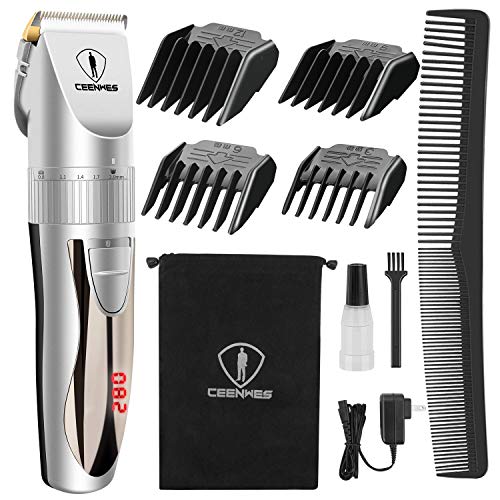 Ceenwes Professional Hair Clippers Cordless Quiet Hair Trimmers Kit Rechargeable Body Hair Removal Machine with LCD Display 4 Combs&Carrying Bag for Men Women Baby