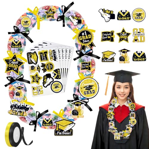 Image of Candy Leis for Graduation 2026 Candy Leis Tubing Making Ket Graduation Lei Accessories Ribbon Grad Stickers DIY Grad Candy Bag for Grad Party Favor