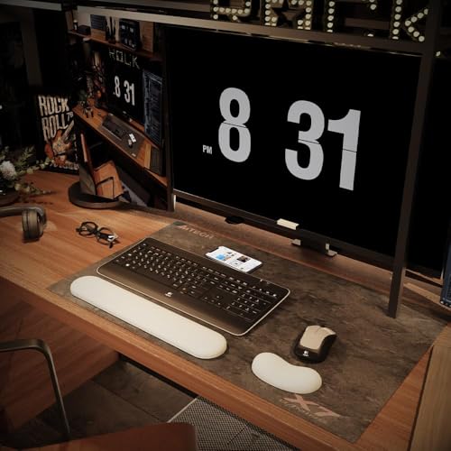 Ergonomic Wrist Rest Set for Keyboard and Mouse | Cooling Gel & Slow-Rebound Memory Foam Palm Support Pad | Luxe Leather, Minimalist, Non-Slip PU Base for Office, Laptop & Gaming (03White) - luxe Series