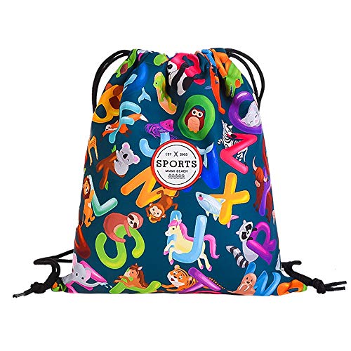 Fandicto Beach Drawstring Bags Outdoor String Bags Sport Backpack Hiking bags for Women Separate Wet and Dry Pockets Bags (Zoon09)