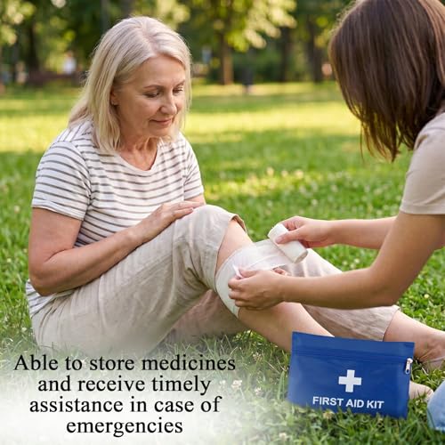 Image of 12 Pack Empty First Aid Kit Bag, Small First Aid Pouch Bulk, Water Resistant Travel Medical Organizer, Mini Emergency Supply Storage for Home, Car, Office, Camping, Outdoors (Blue, 20x14cm, Bag Only)