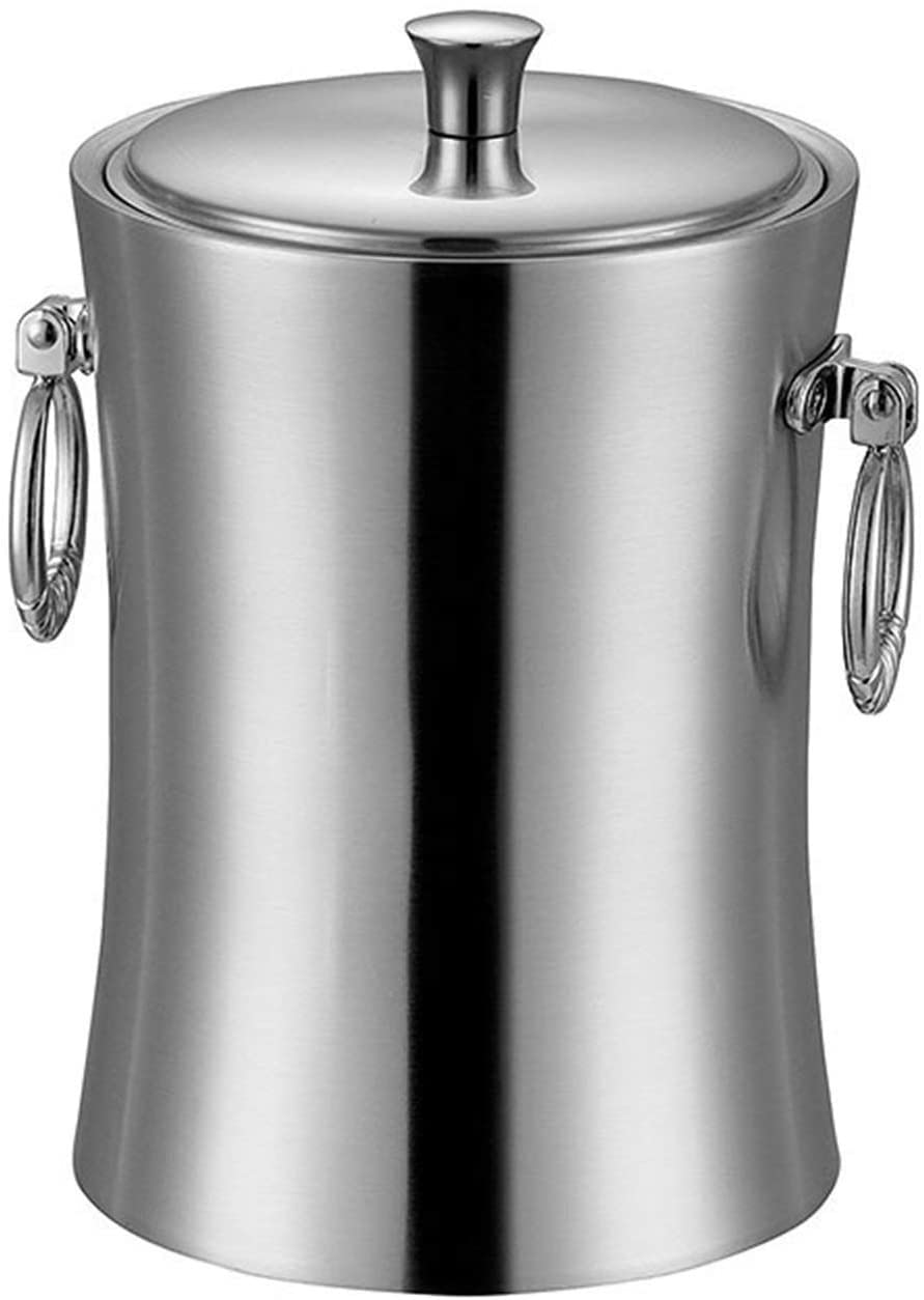 Juego de Cubos de Hielo y Pinzas para Hielo Cubos Enfriadores Soportes Cubo de Hielo de Acero Inoxidable de Doble Pared Gruesa con Aislamiento para Barra de Vino Tinto Barriles de champán fríos