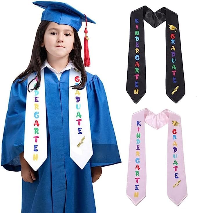 Jowxsx Black Kids Graduation Stole Sash Preschool Graduate Printed Graduation Sash Unisex Preschool Graduation Stole Kindergarten Graduate Decoration