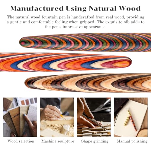 Andibro 560834_3_VR64G5SR Vintage Wooden Fountain Pens, Brass Wood Fountain Pen 0.5Mm Fine Point Pen Fancy Pens Smooth Writing Compatible thumb #3