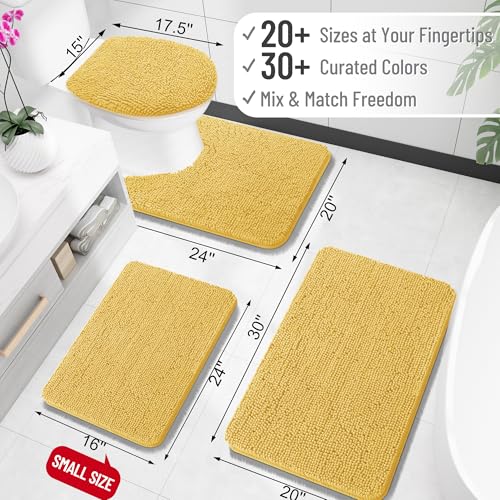 Image of OLANLY Large Bathroom Rugs 50x30, Extra Soft Absorbent Chenille Bath Rugs, Rubber Backing Quick Dry, Machine Washable Bath Mats for Bathroom Floor, Tub and Shower, Home Decor Accessories, Yellow