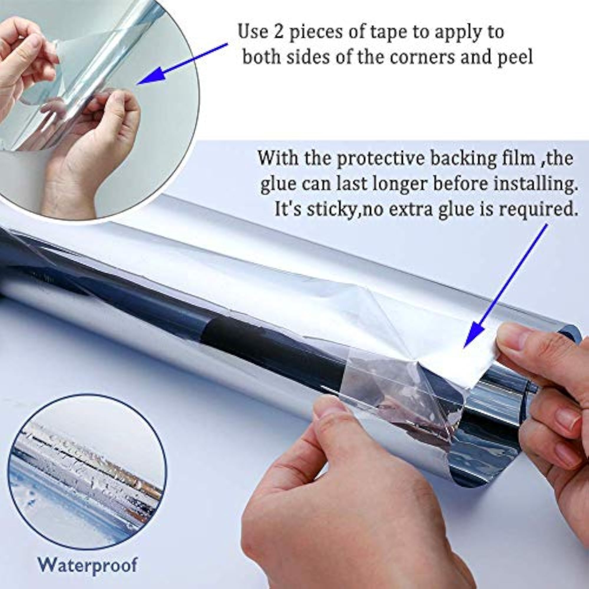 Reflective Window Film Cling Mirror Privacy Tint