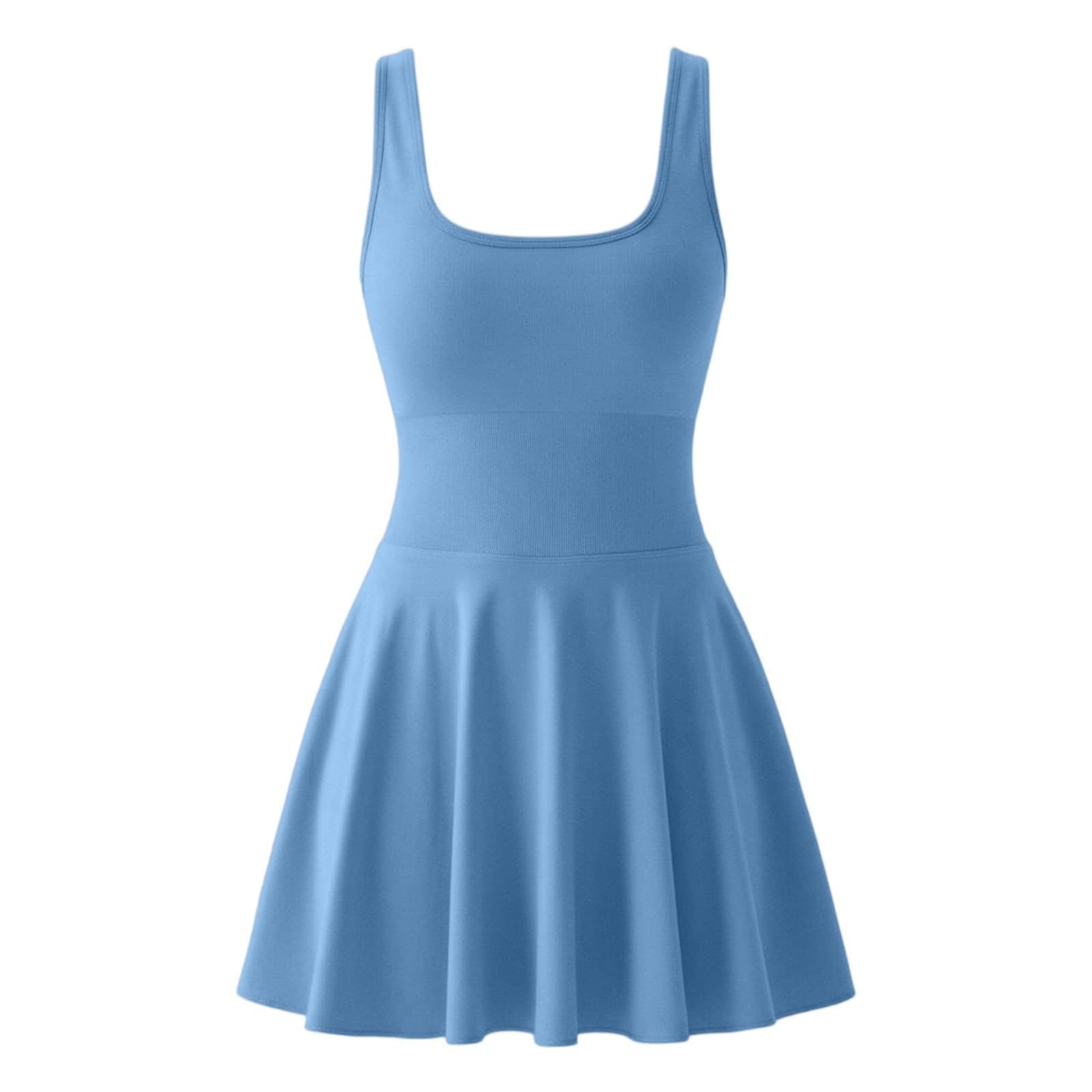 Générique 2026 Robe Tennis Femme Sport Sans Manches Col en U Dos Nageur avec Short Intégré et Poches Robe de et Fitness Mini Été avec Soutien Gorge Confortable et -transpirante pour Sport et Loisirs