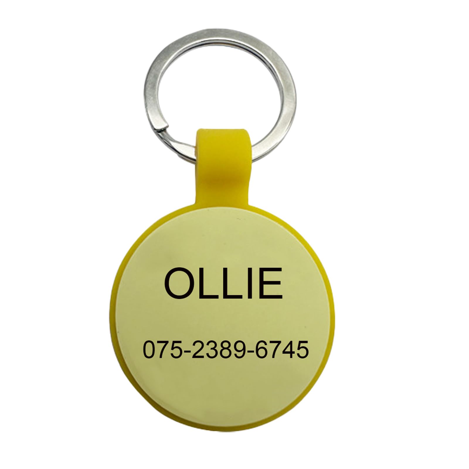 Dog Tags for Pets Engraved UK, Personalised Silicone Dog Tag with Any Name & Text, Custom Silent Dog Name Tag for Pet Dog, Soundless Id Tags for Dogs, Glow in The Dark, (Yellow)