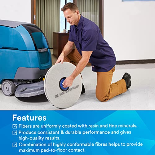 Image of 3M White Super Polish Pad 4100, 20 in (508 mm), 5 Pads /Case