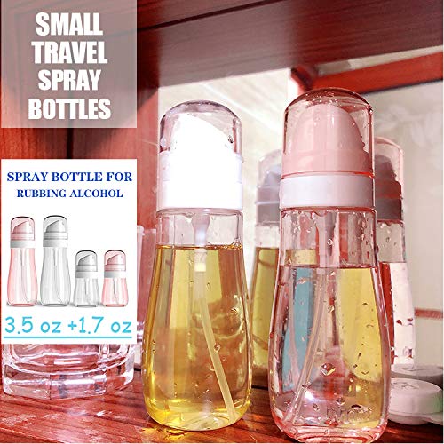 Empty Plastic Spray Bottle (3.4oz, 2oz) Clear Small Spray Bottle, For Rubbing Alcohol, Mini Travel Spray Bottle Fine Mist Spray Bottle, For Hair, Facial, Liquids, BPA-free (4pcs)