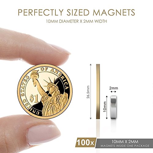 Image of DIYMAG 120Pcs Refrigerator Magnets 10x2mm Premium Brushed Nickel Small Round Cylinder Fridge Magnet, Perfect to use as Office Magnets, Dry Erase Board Magnetic pins, Whiteboard, Map Pins