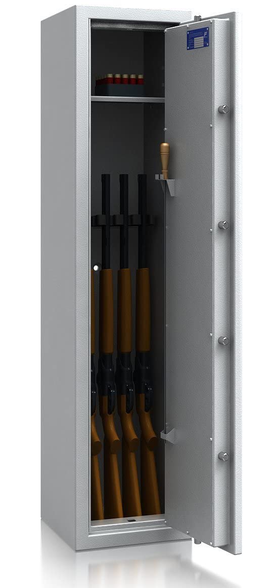 SafeHero Waffenschrank Klasse 0 EN 1143-1 Secureo Hawk 5 XL | Waffenschrank 0 für 5 Langwaffen | Langwaffenschrank mit Elektronikschloss & Notschlüssel | Waffenschrank Langwaffen, Kurzwaffen + Muni.