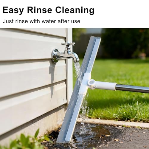Purexa 19.7\'\' Large Floor Squeegee for Concrete Floor with 51\'\'-58\'\' Telescoping Stainless Steel Handle, Squeegee Broom for Removing Water on Tile, Epoxy, Garage, Driveway, Patio