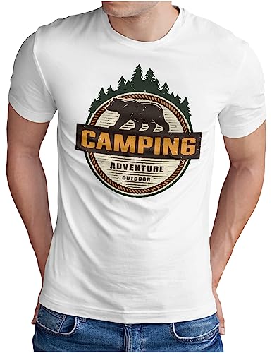 T-shirt de camping OM3 pour homme motif ours randonnée blanc S au 5XL