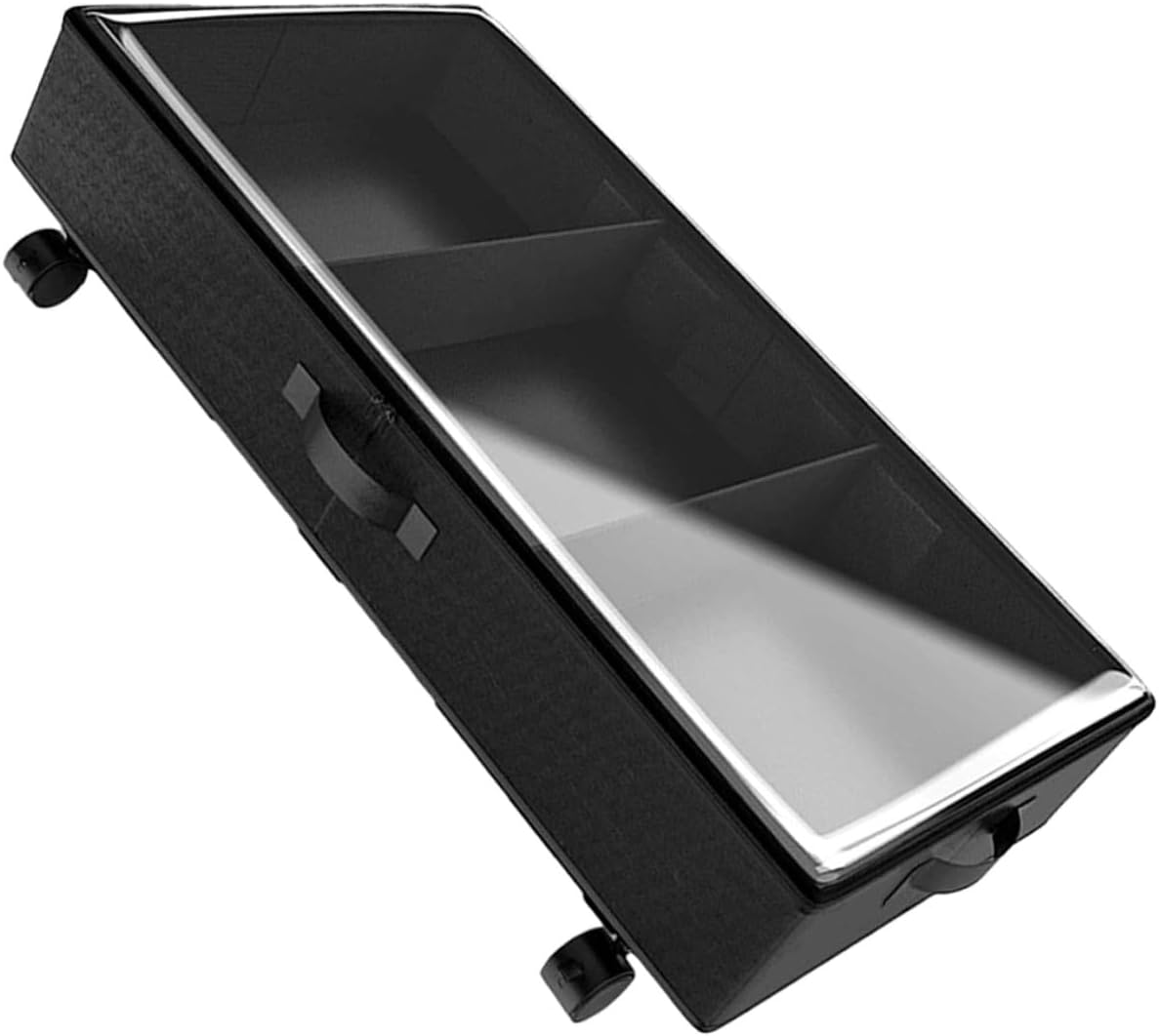 Luxshiny Bed Storage Organizer with Wheels Oxford Fabric 3-compartment Large Capacity Storage Bin for Clothes and Bedding Dustproof Rolling for Home Use