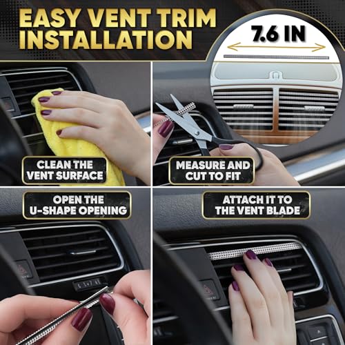 Image of Bling Car Accessories Set 27 Pieces - 14,5-15 inch Silver Steering Wheel Cover, Diamond License Plate Frame, Rhinestone Interior Car Decor, Cup Holders, Hooks, Great Gift for Auto Lovers