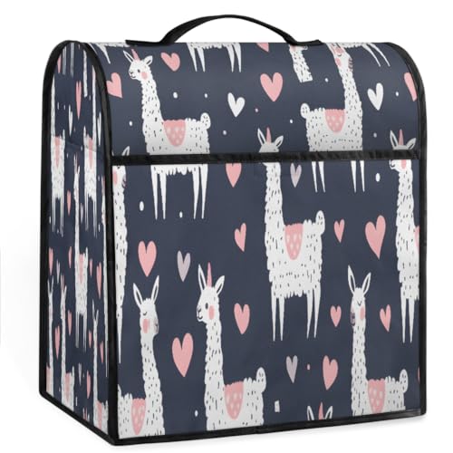 Coffee Maker Cover Heart Alpaca Kitchen Appliance Covers Small Appliance Covers Blender Cover Juicer Cover Dust Covers for Kitchen Appliances with Top Handle and Pockets,Washable,B619