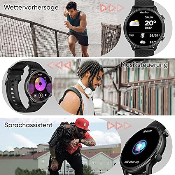 Мужские Android smartwatch, круглый металлический ремешок - мужские smartwatch с функцией телефона, функцией Whatsapp, измерением артериального давления, шагомером, функцией голосового помощника, фитнес-трекером с 3