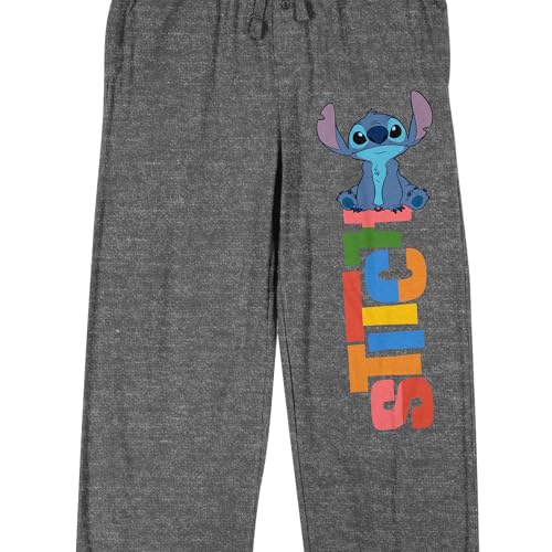 Bioworld Lilo & Stitch Stitch Logo and Text Men's Heather Gray Pajama Pants2