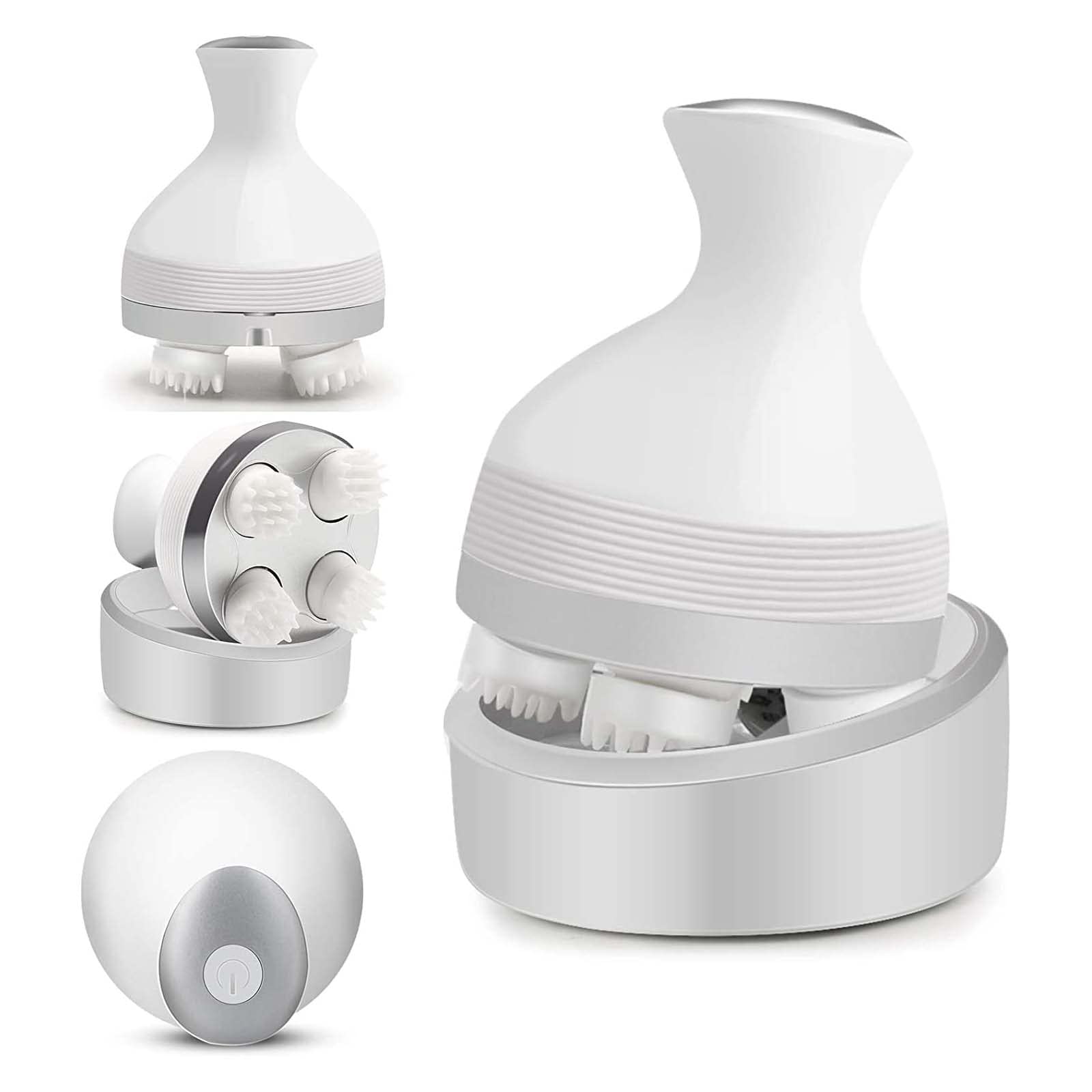 halamodo Scalp Massager， Electric Head Massager with 76 '4D Soft Massage Nodes',Waterproof Portable Rechargeable，Handheld Head Scratcher Massager for Hair Growth, Deep Clean and Gifts for Men Dad