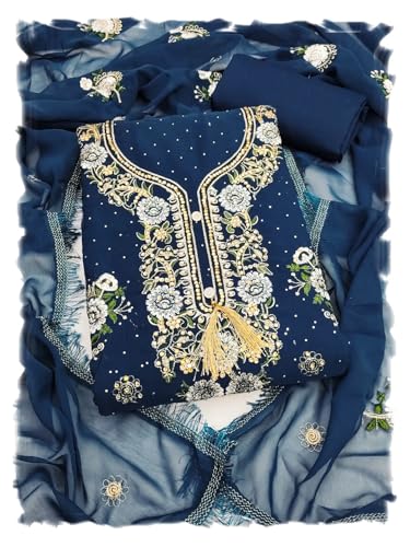 Image of Women's Georgette Embroidery Work Unstitched Dress Material