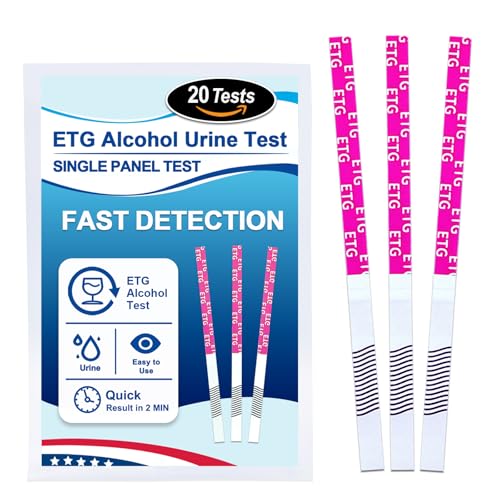 ETG Alcohol Urine Strips High Sensitivity | Rapid 2-Minute Results for Home/Workplace/Rehab Testing | 24-80 Hour Detection Window [20 Pack]