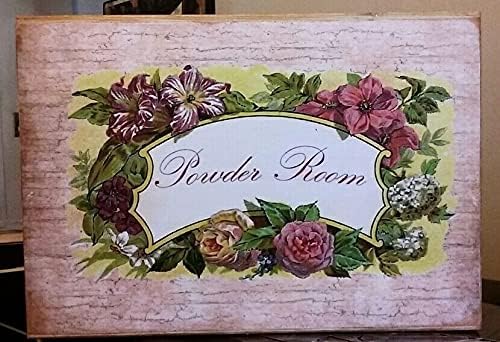 Powder Welcome Signs Amazon.com: Eeypy Wooden Sign Powder Room Floral Crackle Faux ...