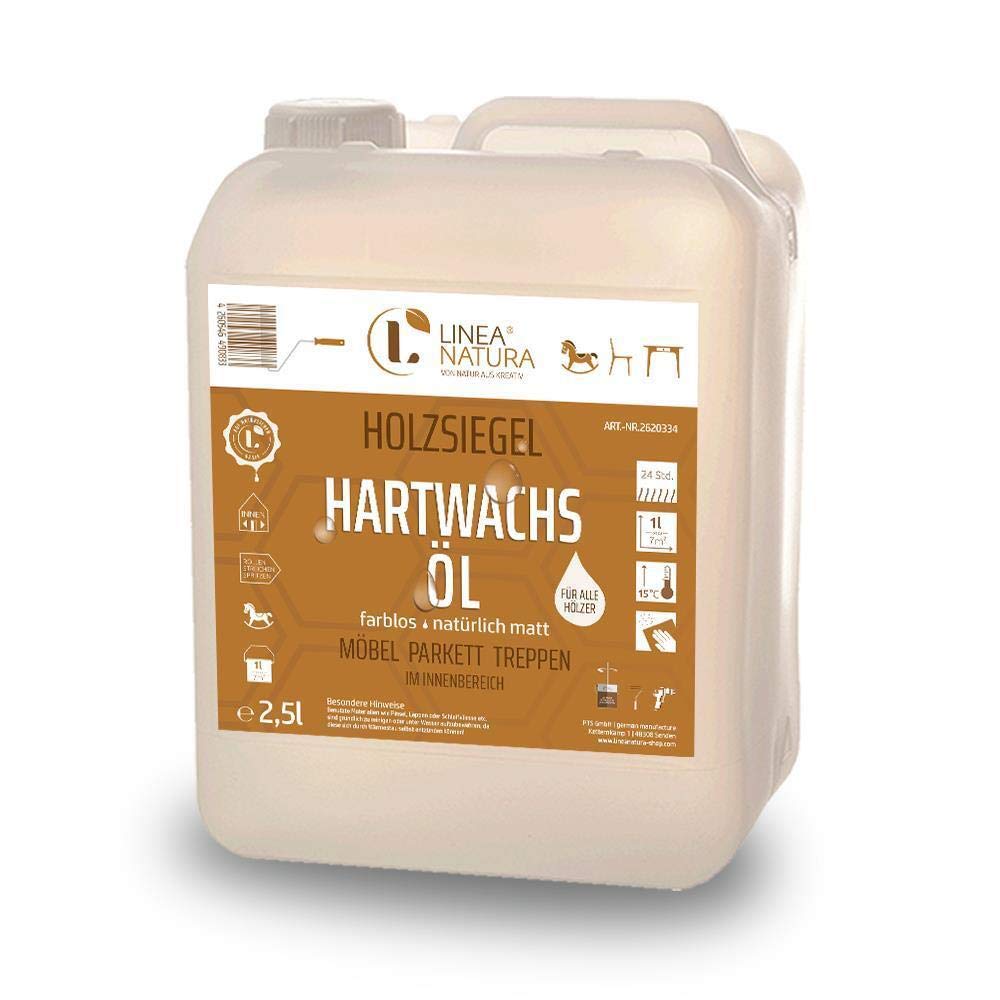 LINEA NATURA Aceite de cera dura, para muebles, para escaleras, cera dura, incoloro (2,5 L)