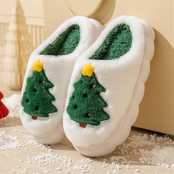 Cute Cartoon Christmas Slippers - Red Moose Reindeer Design for Women & Men - Indoor/Outdoor Winter Slippers3