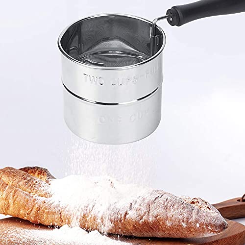 Household Stainless Steel Single Layer Flour Sifter, Handheld Fine Mesh Sieve Powder Sifter, Kitchen Baking Supplies #TOP4