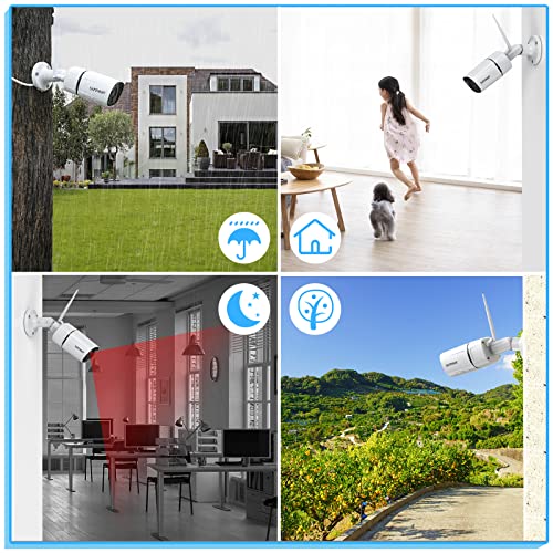 Safevant 3Mp Full Hd Security Camera System Wireless With 1Tb Hard Drive, 8 Channel Home Nvr Systems With 4Pcs 2304*1296P Ip Surveillance Cameras Night Vision Motion Detection And Night Vision #TOP5