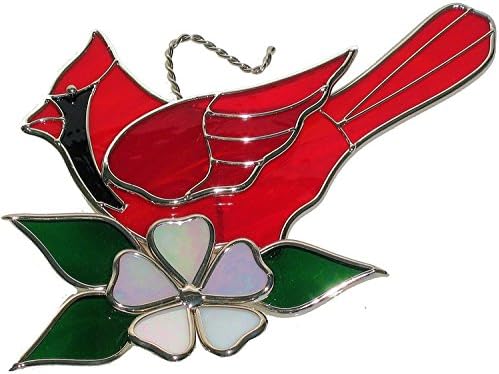 Stained Glass Cardinal with Dogwood Suncatcher