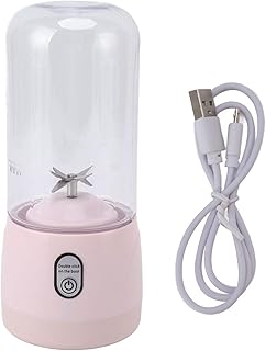 Botellas licuadoras portátiles, licuadora portátil, recargable por USB, 6 cuchillas, mini exprimidor de frutas, para viajes, deportes, cocina, 410 ml, color rosa