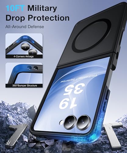 Image of NO.1 Magnetic for Samsung Galaxy Z Flip 7 Case Compatible with MagSafe [Military Grade Drop Tested][Translucent Matte][Anti-Fingerprint] Soft Silicone Bumper for Samsung Flip 7 Case Slim,Black