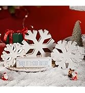 Christmas Snowflake Wooden Decor, Farmhouse Christmas Decor, Winter White Distressed Wood Snowfla...