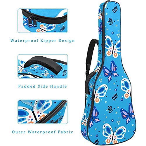 Housse de transport guitare anti-rayures 106 cm bleu à sangle ajustable
