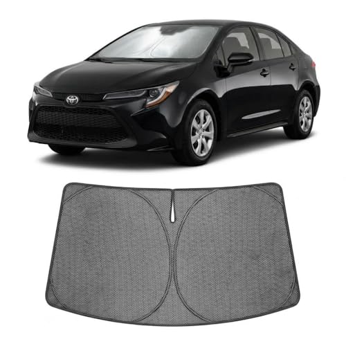 Image of Proadsy Windshield Sun Shade Custom Fit Toyota Corolla 2019-2026 Ice Crystal Black Front Window Sunshade UV and Heat Blocker Foldable Visor Keeps Car Cooler for Summer Parking and Daily Use