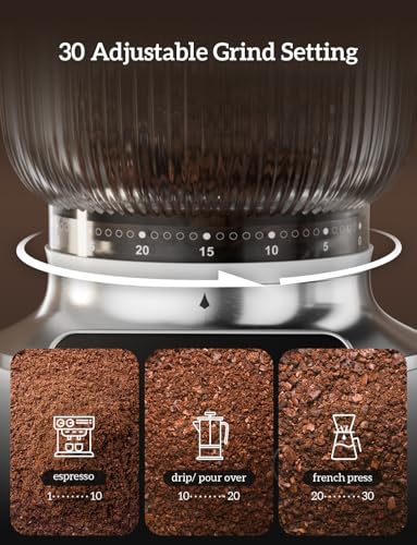 Image of Neretva 2 in 1 Espresso Grinder with Portafilter Holder, White | Stainless Steel Espresso Burr Grinder with 30 Grind Settings Anti-Static Coffee Grinder for Espresso /French Press /Drip /Siphon