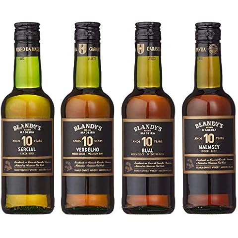 Blandy's 10 Year Old Madeira Sercial Verdelho Bual Malmsey Collection Gift Pack Wine, 4 x 20cl Cover