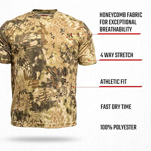Kryptek Men's Standard Hyperion Short Sleeve, Lightweight, Breathable, Stealthy Camo Hunting And Fishing Shirt, Highlander, Large #TOP2
