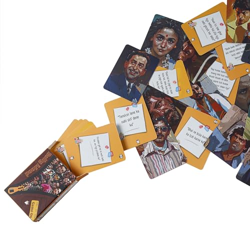 Image of Bollymood Bollywood Party Game | 2-in-1 Dumb Charades & Movie Quiz Card Game | Gift for Birthdays, Parties & Family Fun | 2-8 Players | Age 10+, 55 Cards